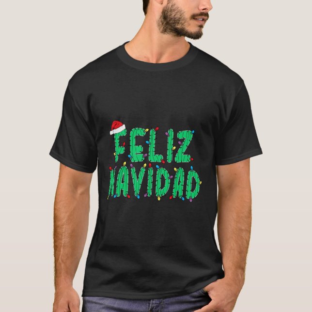 Funny Feliz Navidad Pyjamas Santa Cactus Spanish C T-Shirt (Front)