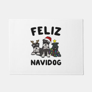 Funny Feliz Navidog Miniature Schnauzer dog lover  Doormat
