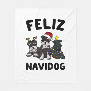 Funny Feliz Navidog Miniature Schnauzer dog lover Fleece Blanket