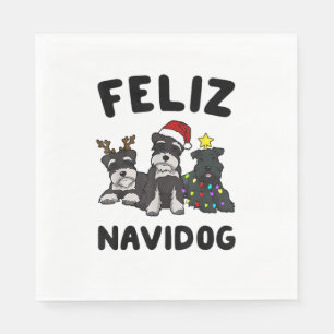 Funny Feliz Navidog Miniature Schnauzer dog lover Napkin