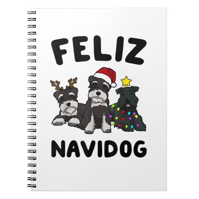 Funny Feliz Navidog Miniature Schnauzer dog lover  Notebook (Front)