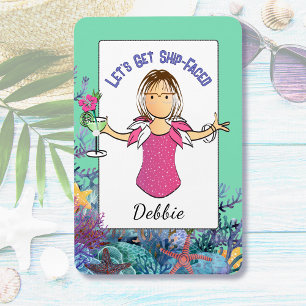 Funny Female Cartoon Tropical Vacation Cruise Magnet