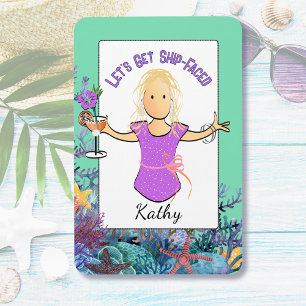 Funny Female Cartoon Tropical Vacation Cruise Magnet