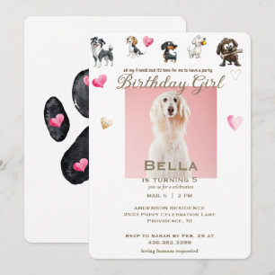 Funny Female Dog Pet Photo Heart Birthday Party Invitation