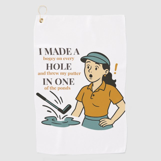 Funny Female Golfer – Hole in One (Sort of Golf Towel (Front)