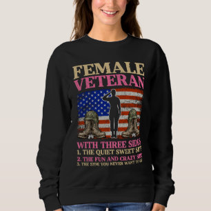 Funny Female Veteran Military Woman American Flag  Sweatshirt