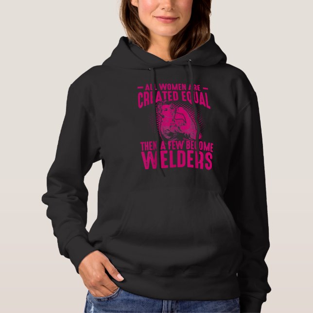 Funny Female Welder Gift For Women Cool Proud Meta Hoodie (Front)