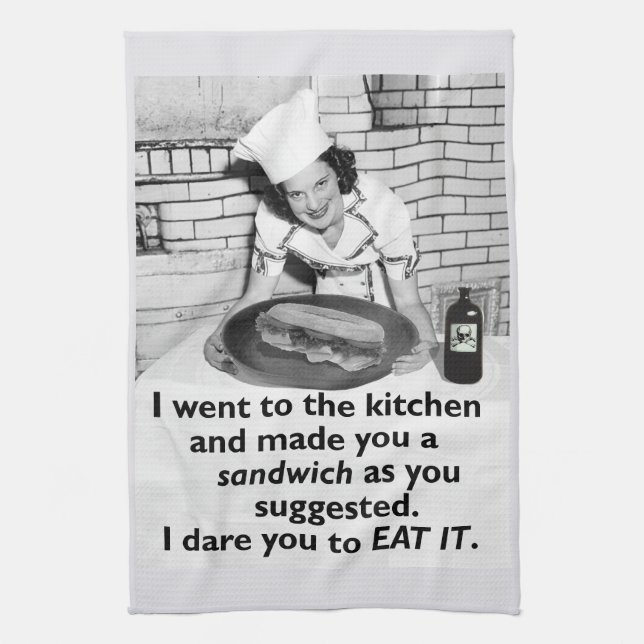 Funny Feminist Make Me a Sandwich Kitchen Towel (Vertical)
