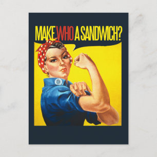 Funny Feminist Rosie Riveter humour Postcard