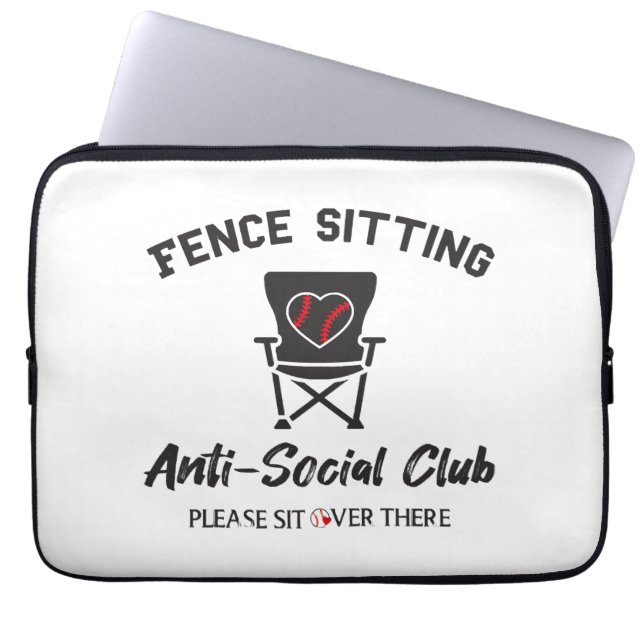 Funny Fence Sitting Anti Social Club Baseball Soft Laptop Sleeve (Front)