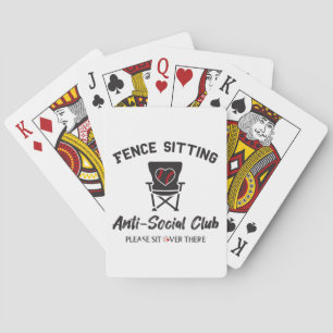 Funny Fence Sitting Anti Social Club Baseball Soft Playing Cards
