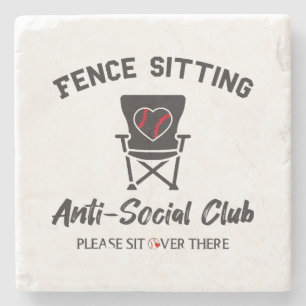 Funny Fence Sitting Anti Social Club Baseball Soft Stone Coaster