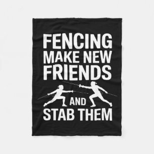 Funny Fencing Art For Men Women Kids Fencer Fencin Fleece Blanket