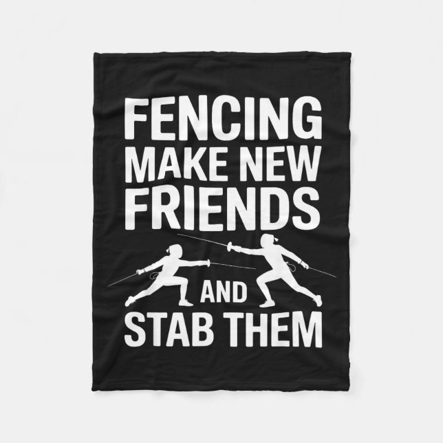 Funny Fencing Art For Men Women Kids Fencer Fencin Fleece Blanket (Front)