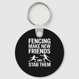 Funny Fencing Art For Men Women Kids Fencer Fencin Keychain
