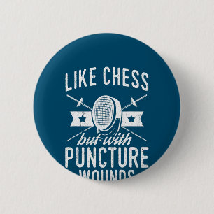 Funny Fencing Design Like Chess But With Puncture 2 Inch Round Button