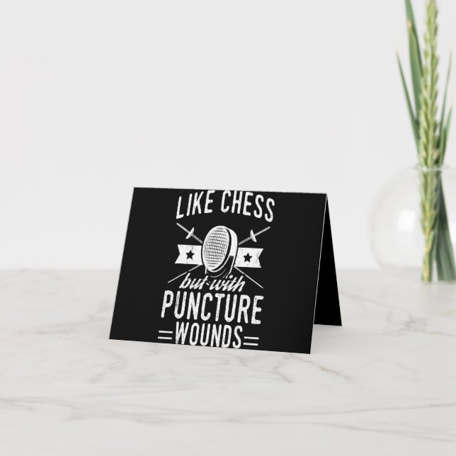 Funny Fencing Design Like Chess But With Puncture Thank You Card (Front)