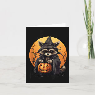 Funny Feral And Spooky Cute Raccoon Halloween For  Card
