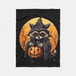 Funny Feral And Spooky Cute Raccoon Halloween For Fleece Blanket