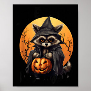 Funny Feral And Spooky Cute Raccoon Halloween For Poster