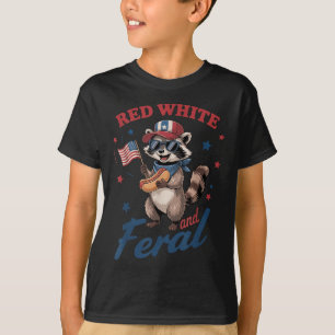 Funny Feral But Free Usa Raccoon 4th Of July Ameri T-Shirt