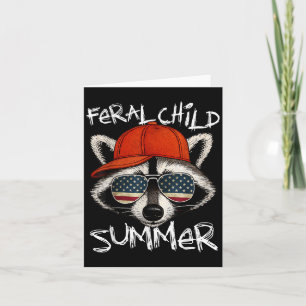 Funny Feral Child Summer Raccoon Feral Retro Feral Card