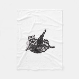 Funny Feral Hockey Moms Social Club Raccoon Meme Fleece Blanket
