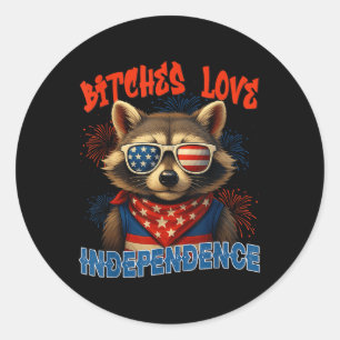 Funny Feral Independence Day Raccoon Usa Patriotic Classic Round Sticker