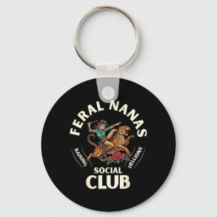 Funny Feral Nanas Grandma Social Club Keychain