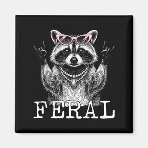 Funny feral raccoon feral girl summer raccoon magnet