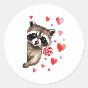 Funny Feral Raccoon Valentine's Day Sarcastic Humo Classic Round Sticker