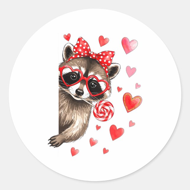 Funny Feral Raccoon Valentine's Day Sarcastic Humo Classic Round Sticker (Front)