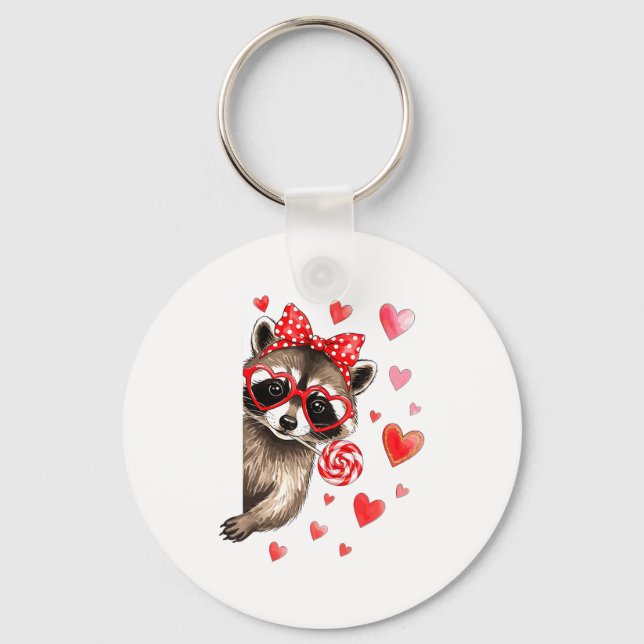 Funny Feral Raccoon Valentine's Day Sarcastic Humo Keychain (Front)