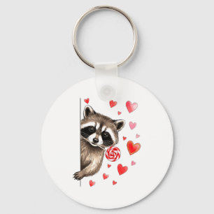 Funny Feral Raccoon Valentine's Day Sarcastic Humo Keychain