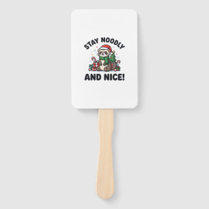 Funny Ferret Christmas Stay Noodly And Nice Hand Fan