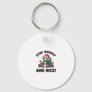 Funny Ferret Christmas Stay Noodly And Nice Keychain