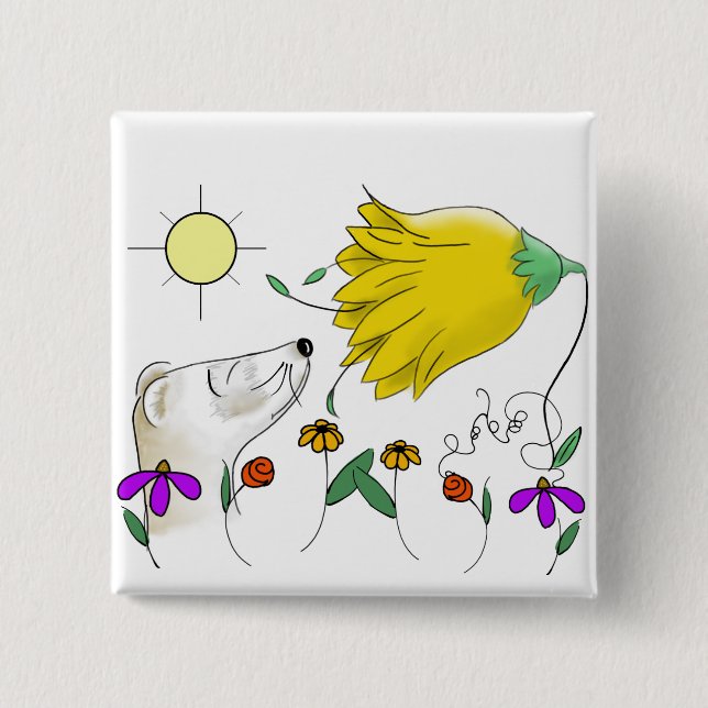 Funny Ferret Face 2 Inch Square Button (Front)