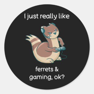 Funny Ferret Lover Gamer Shirt I Love Video Gaming Classic Round Sticker