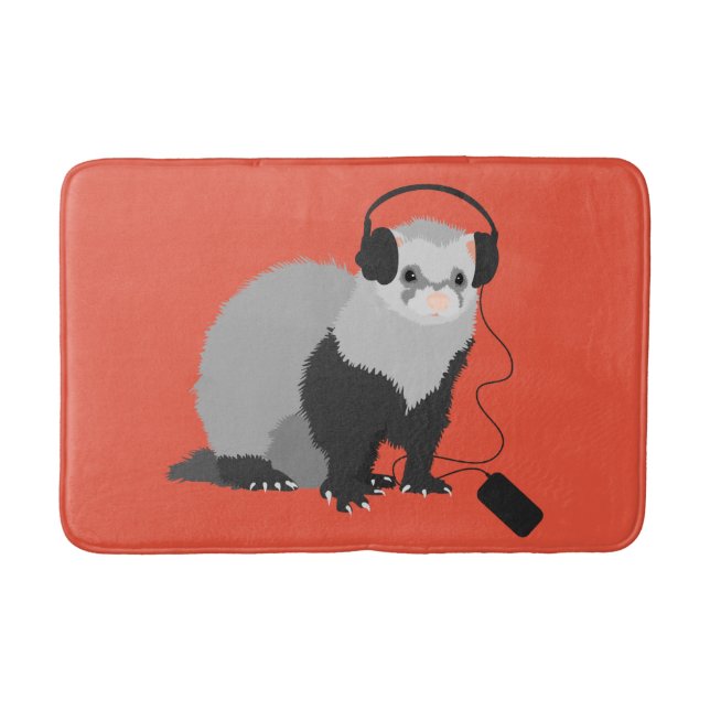 Funny Ferret Music Lover Bath Mat (Front)