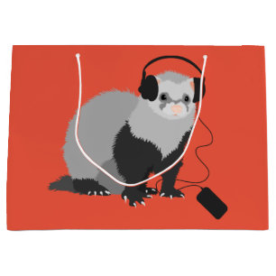 Funny Ferret Music Lover Large Gift Bag