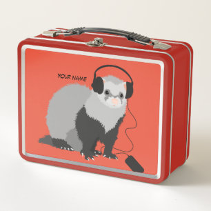 Funny Ferret Music Lover Name Metal Lunch Box