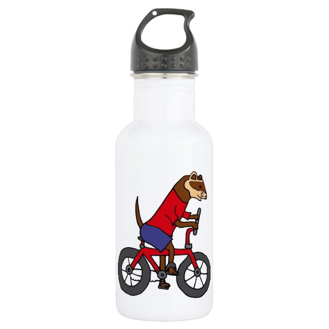 Funny Ferret Riding Red Bicycle 532 Ml Water Bottle (Front)