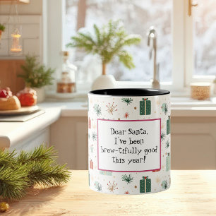 Funny Fesive Christmas Saying Two-Tone Coffee Mug