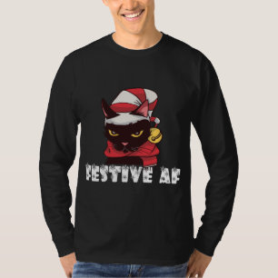 Funny Festive AF Christmas Cat Feline Meowy Ugly X T-Shirt