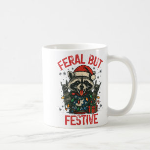 Funny Festive But Feral Santa Raccoon Lover Animal Coffee Mug