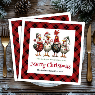 Funny festive chickens napkins with name editable