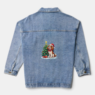 Funny Festive Dog Costume with decorated Christmas Denim Jacket