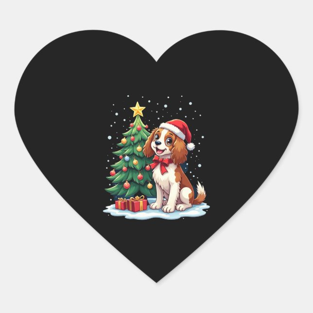 Funny Festive Dog Costume with decorated Christmas Heart Sticker (Front)