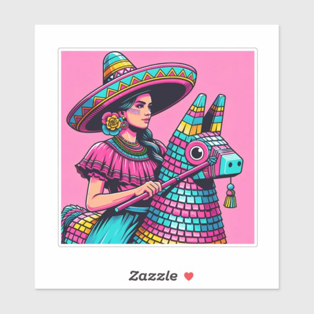  Funny Festive Fiesta Piñata Party Sticker (Sheet)