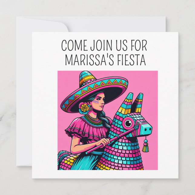 Funny Festive Fun Fiesta Piñata Colourful Pop Art Invitation (Front)